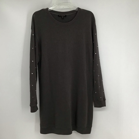 Massimo Fabbro Made In Italy Sweatshirt Style Mini Dress Gray/Green Size Small - Picture 1 of 6